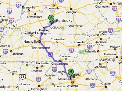 Map Cave City to Marietta