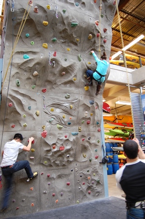 Angela on rock wall
