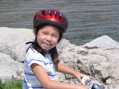 Claudia in her new helmet