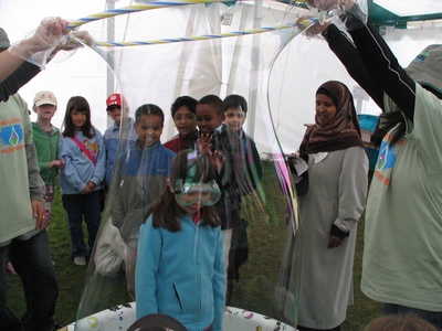 Claudia in a bubble