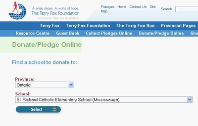 Terry Fox pledge