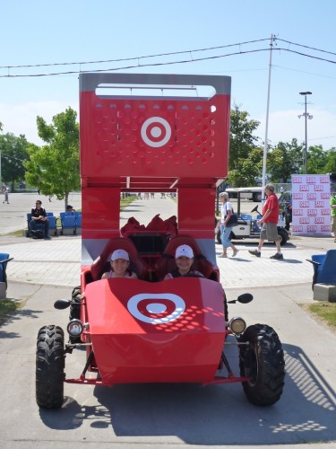 Claudia and Angela in the Target Shopping cart